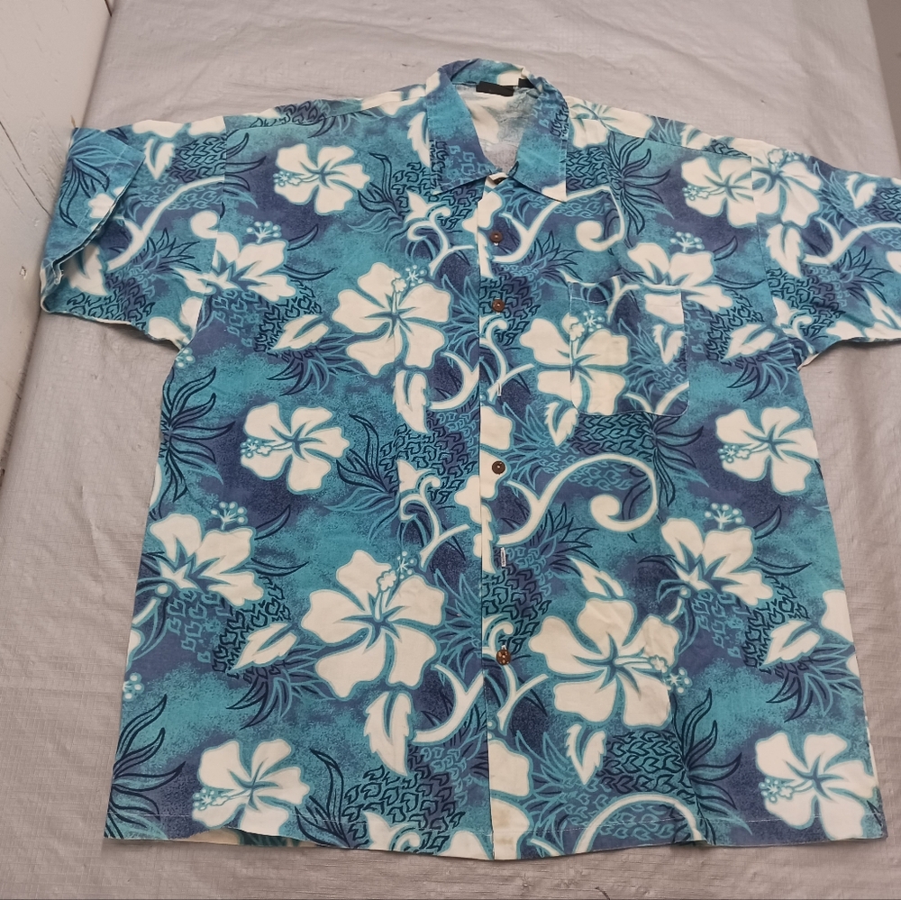 Blue Floral Hawaiian Shirt